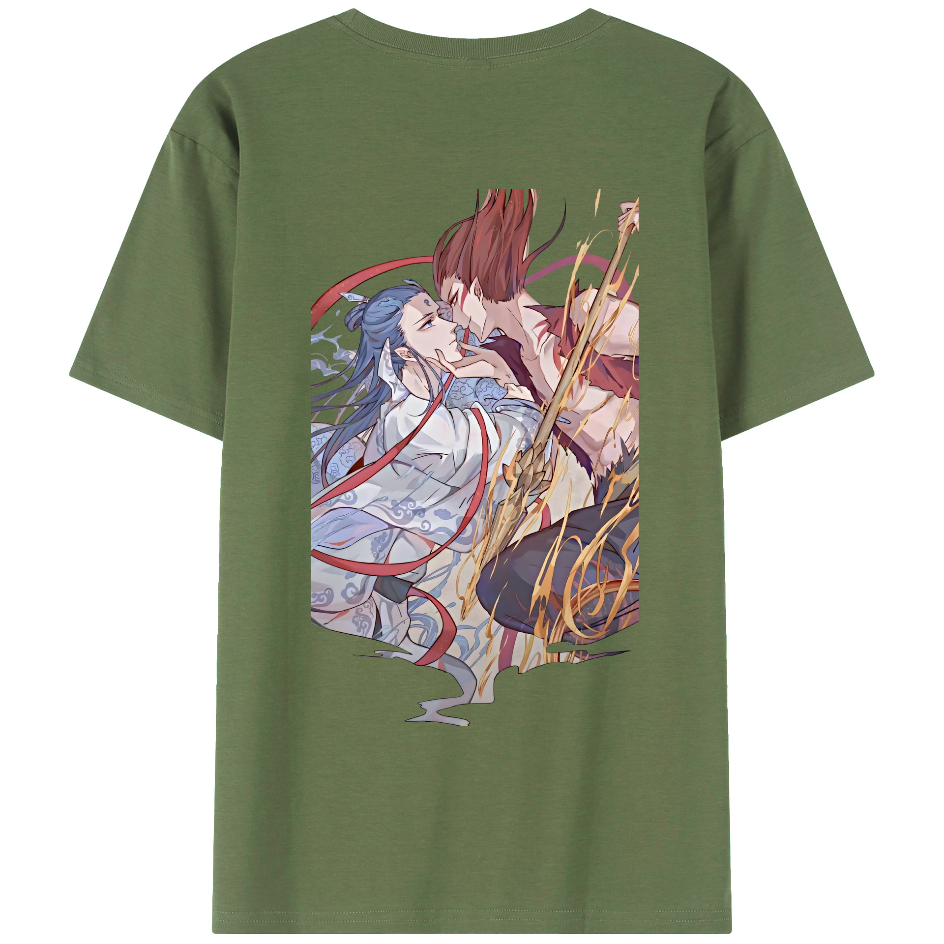 （画像用） Ne Zha 2 ナタ 魔童の大暴れ 綿100％ メンズ半袖Tシャツ（バックプリント） 通気性